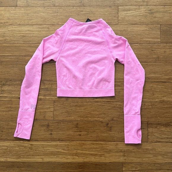 PINK Active Victorias Secret Hot Pink Cropped Long Sleeve - Picture 5 of 6